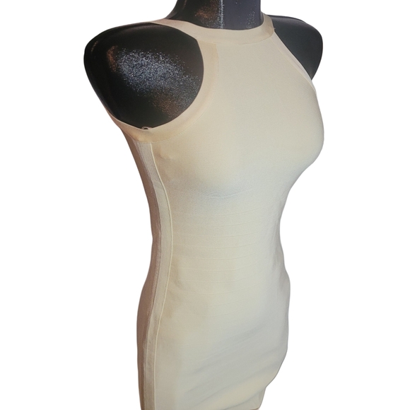 Marciano Cream Escape Bandage Stripe Bodycon Dress M - Picture 3 of 6